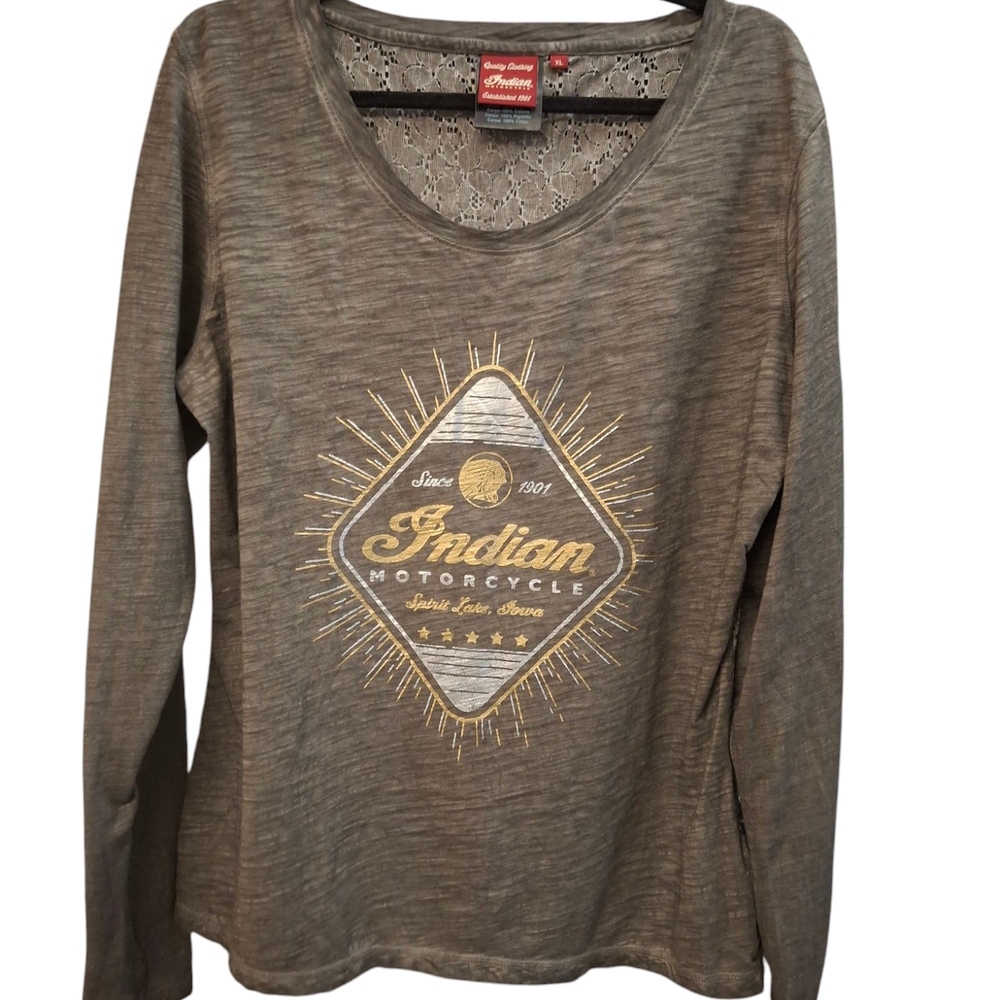 INDIAN BRAND SIZE XL WOMENS Motorcycle Gray Long Sleeve Shirt